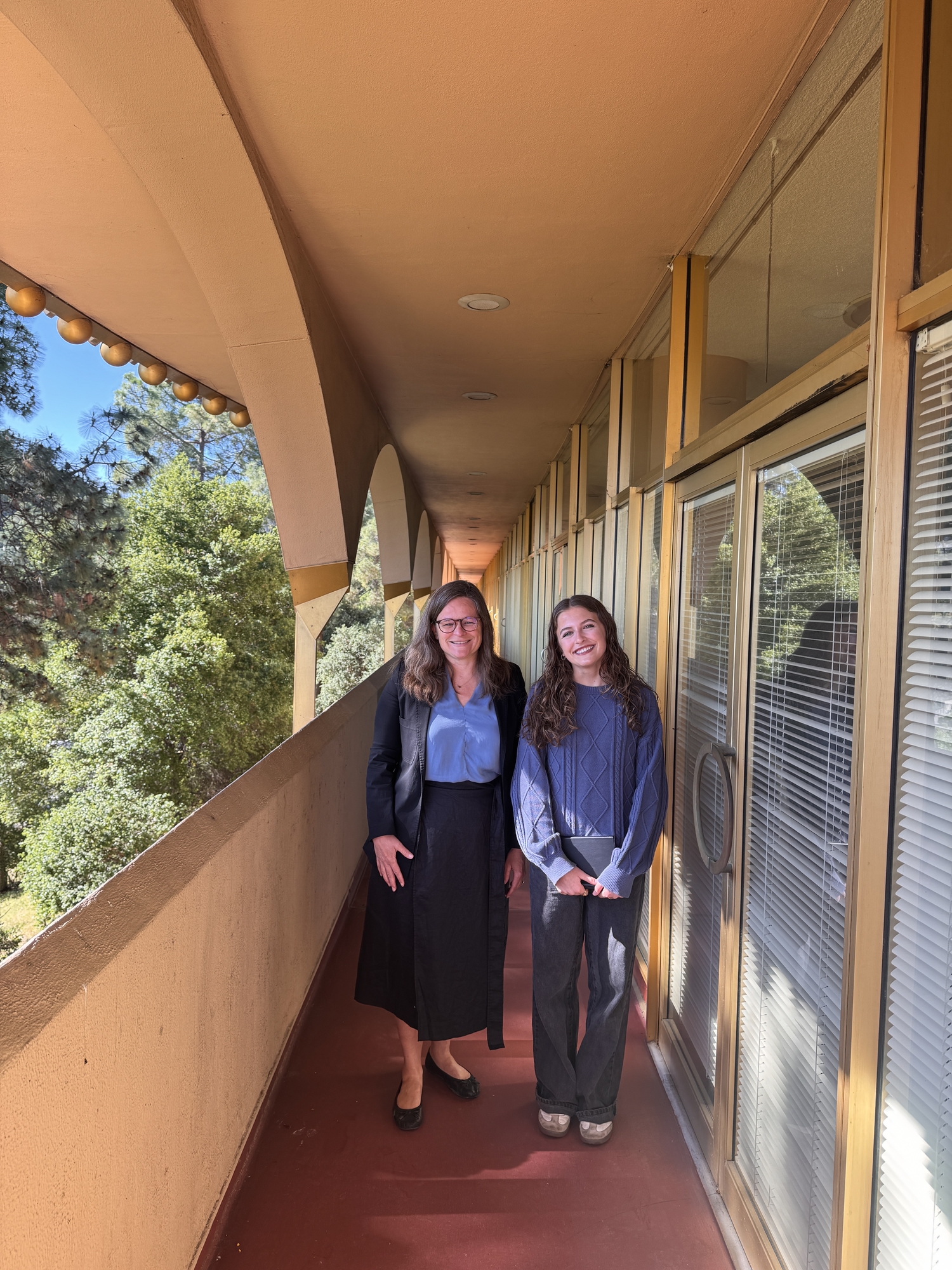 Mary with Intern Lilah on Civic Center Balcony