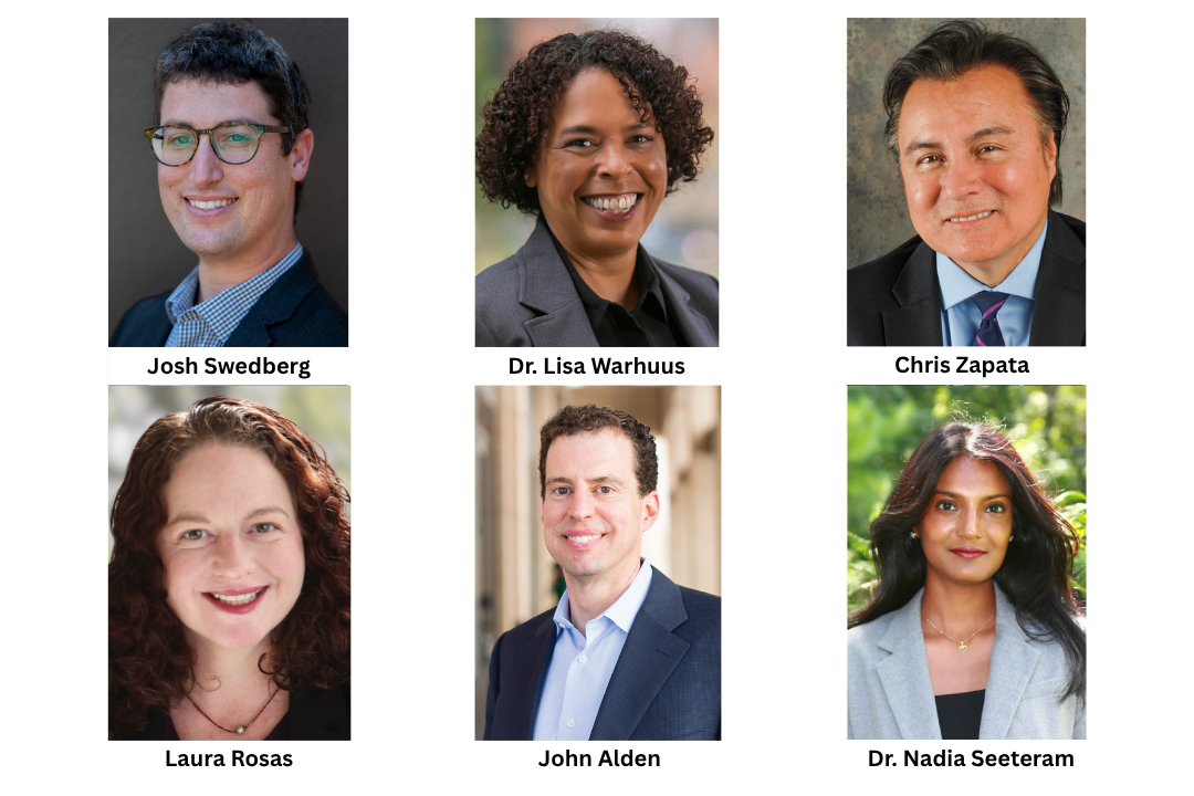 Headshot collage of six leadership hires arranged in two rows