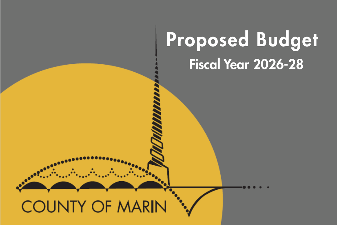 County of Marin Logo with text reading Proposed Budget fiscal year 2026 2028