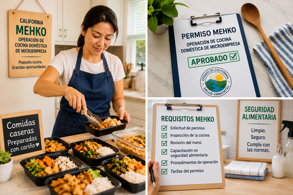 woman serving food in kitchen spanish