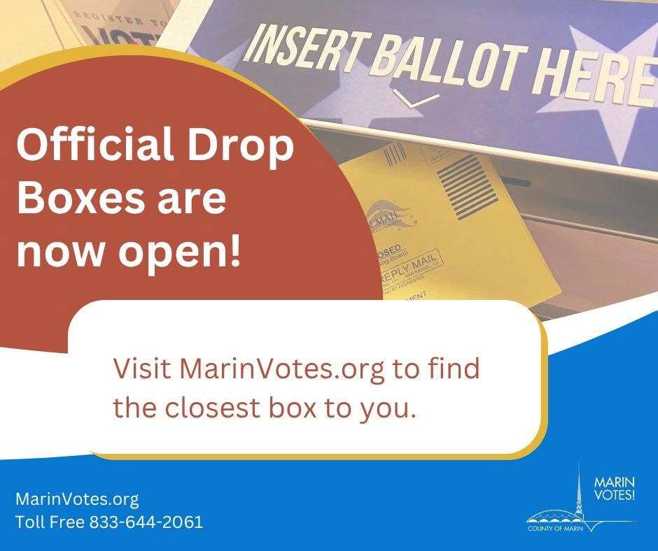 ballot drop box image overlayed with drop boxes open spelled out