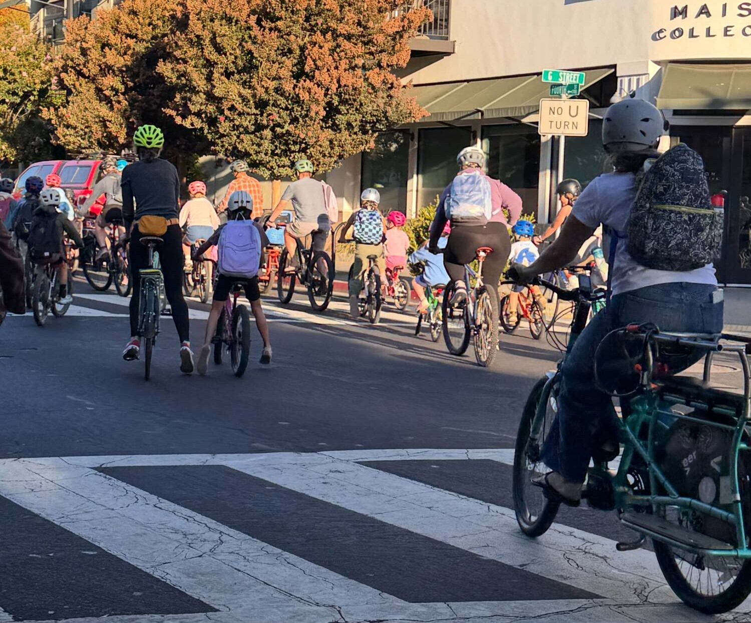 Sun Valley Bike Bus making their way down fourth street