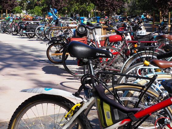 Bikes outside of the Mountain View Community Center during SV Bike Summit 2019