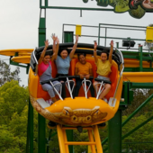 teens on a amusement park ride