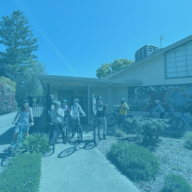 Teens on their bikes outside The View.