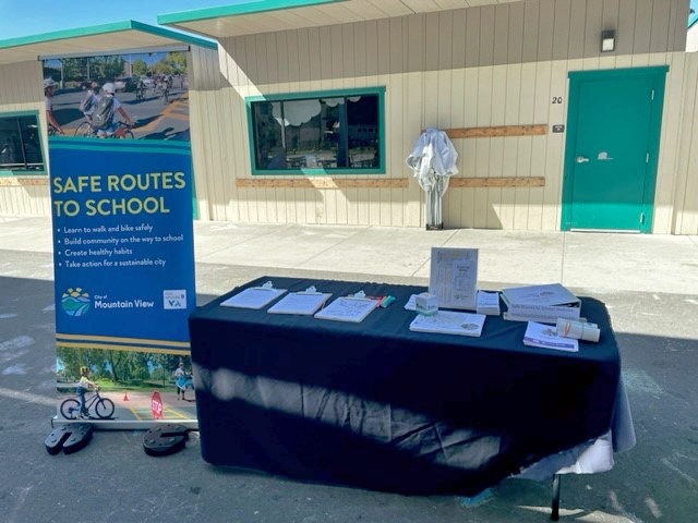 Picture of Safe Routes to School Banner and Table at School Site