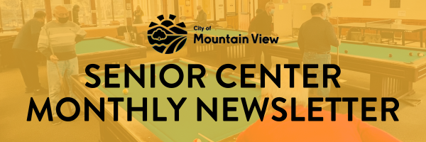 Senior Center Newsletter Banner Showing People Playing Pool