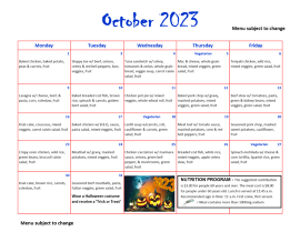 October 2023 Menu