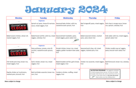 Jan 2024 Lunch menu