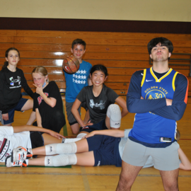 Teens at basketball tournament