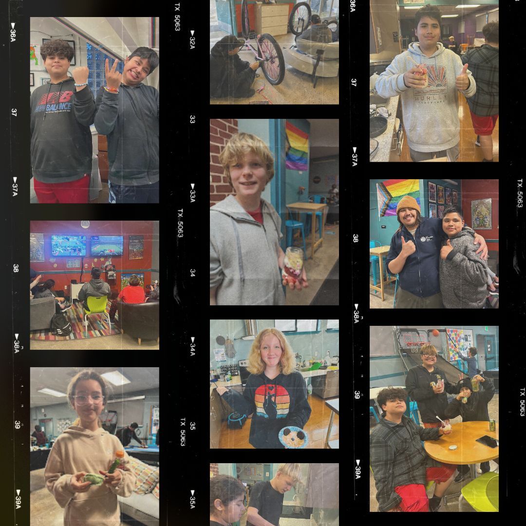 collage of teens at the center