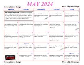 MAY 2024 LUNCH MENU