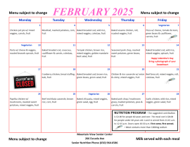 menu Feb 2025