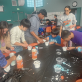 Teens making slime