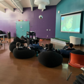 Teens watching a movie