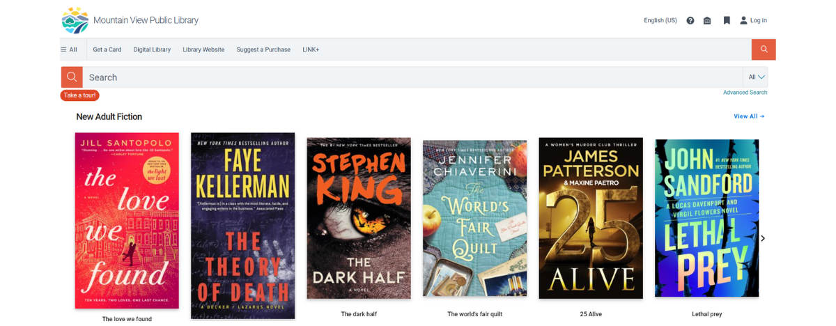 Screenshot of the new catalog's homepage