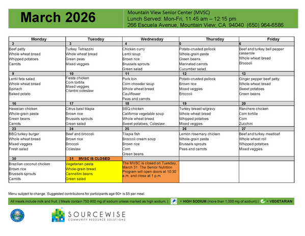 March 2026 Menu Rev