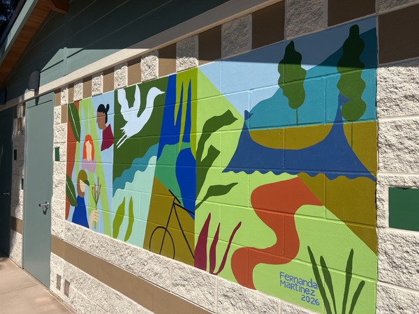 Colorful mural depicting the people and nature of Mountain View.
