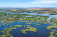 Aerial over the San Francisco Bay Estuary.