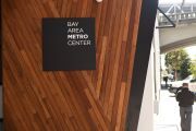 Sign on the Bay Area Metro Center at 375 Beale Street in San Francisco