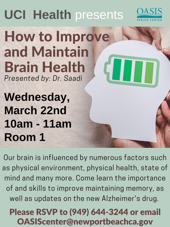 Oasis Seminar Flier on Brain Health