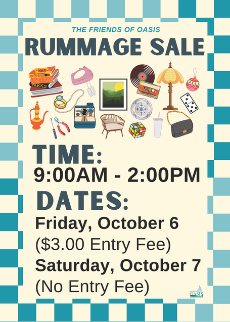 Flyer with information about the rummage sale