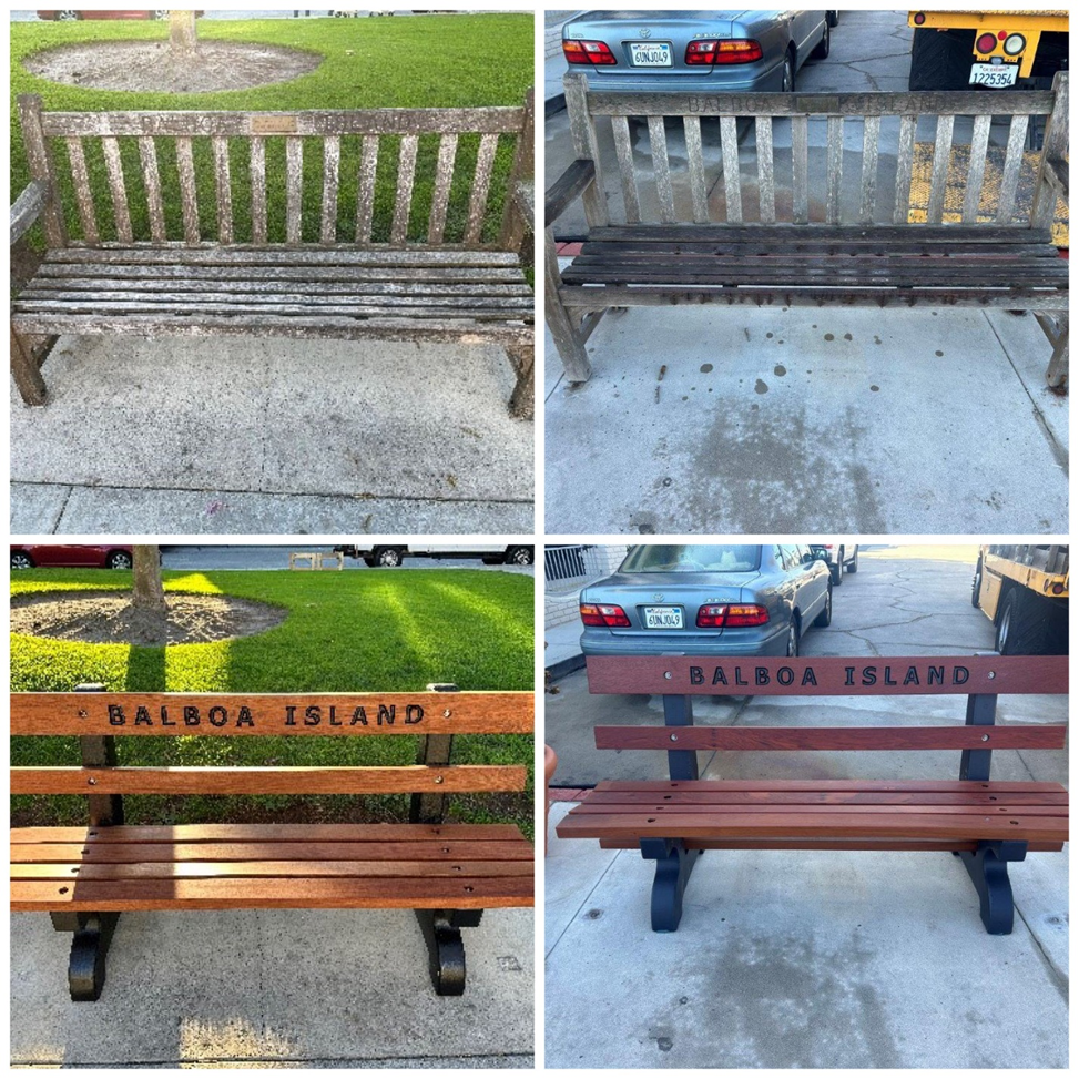 Photo of benches before and after