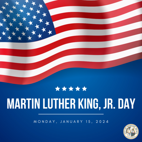Image of American flag noting it is Martin Luther King Jr. Day
