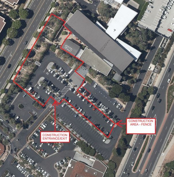 Library parking lot construction map 