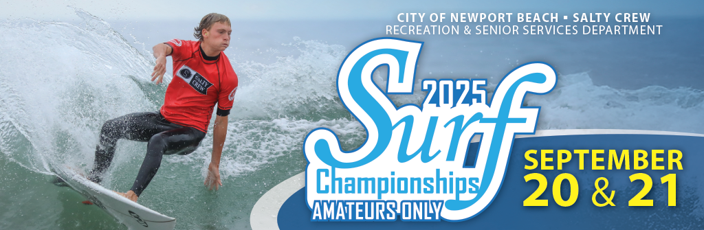 Image of surfer promoting Sept 20 and 21 amateur surf championship event