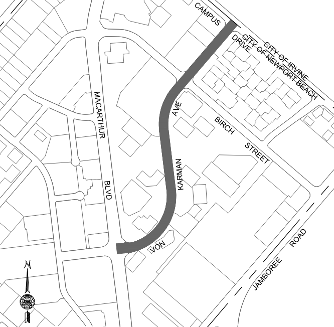 Map of Von Karman Ave Loop Location