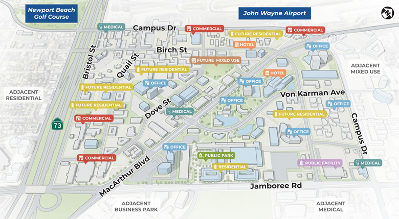 drawing of airport area showing details of specific plan