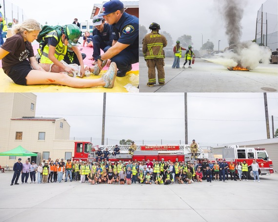 collage of teen CERT graduation exercises and group photo