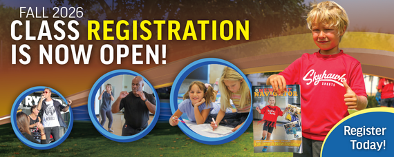 Graphic: fall class registration is now open! register today!