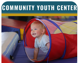 Graphic for Community Youth Center of a toddler playing 
