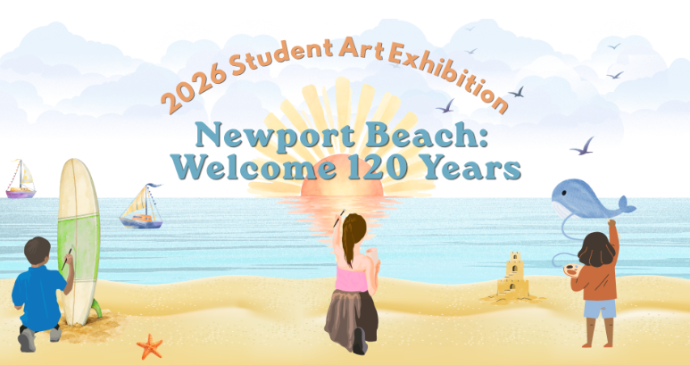 Cartoon Picture of kids painting for the 2026 Student Art Exhibition 