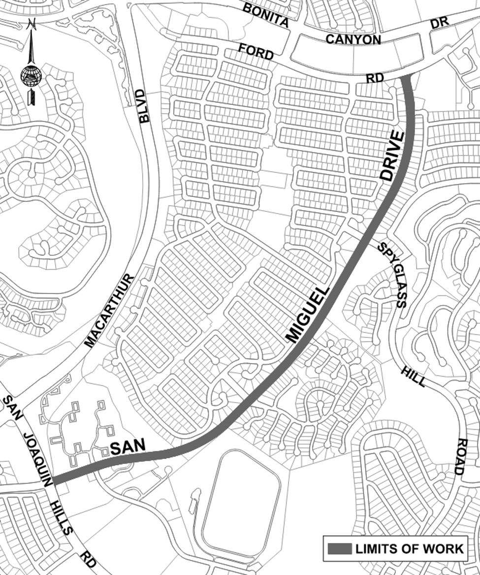 San Miguel Drive construction closure map