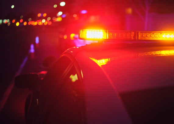 Police Car in Construction Zone