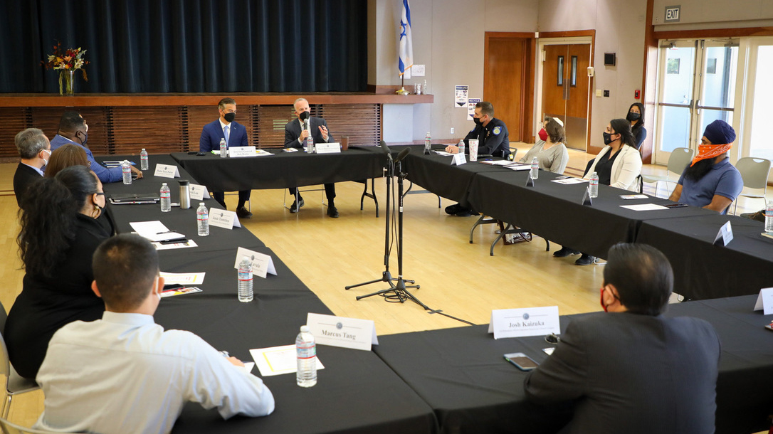 Image of Attorney General Bonta at hate crimes roundtable 