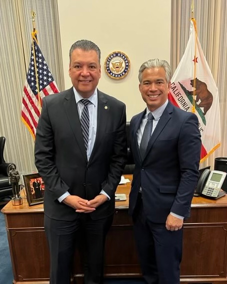 Image of Attorney General Bonta and U.S. Senator Alex Padilla 