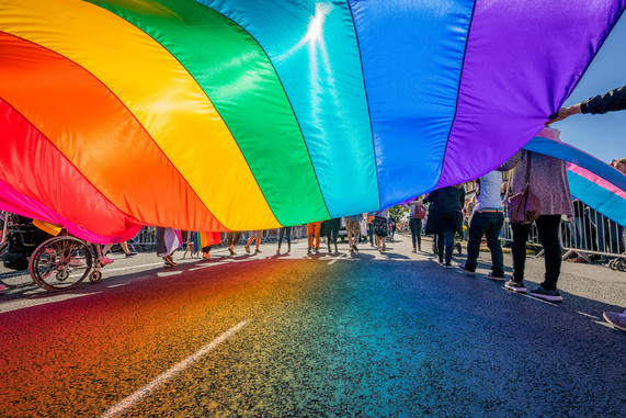 Pride flag in parade-2