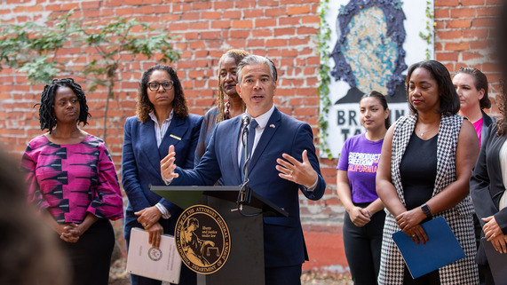 Image of AG Bonta at press conference 