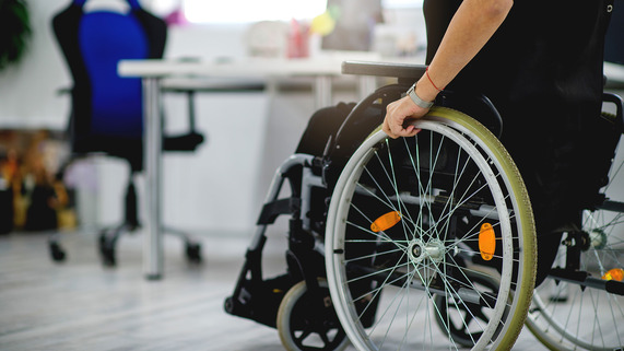 Woman in wheelchair