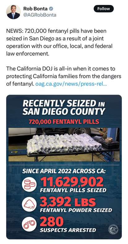 Fentanyl task force seizes 720,000 pills in 'massive bust' in