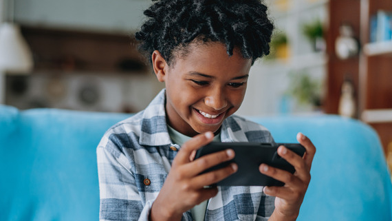 Picture of child using phone