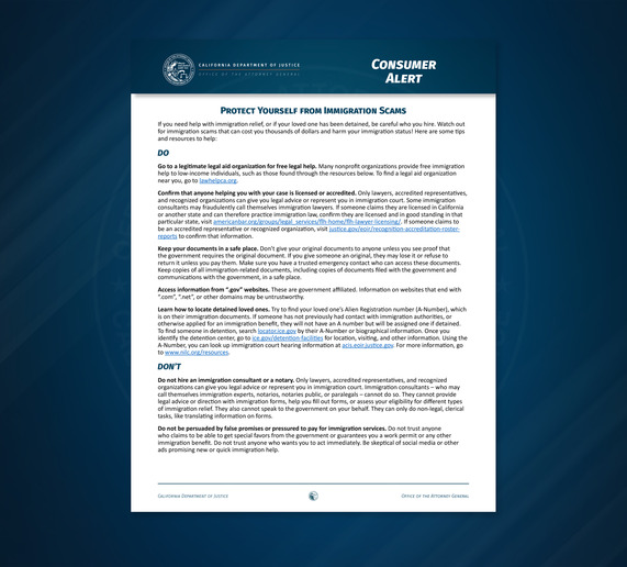 Immigration Scams Consumer Alert