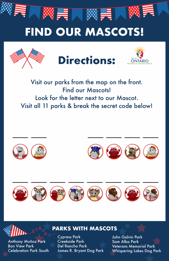 Find our Mascots! Directions