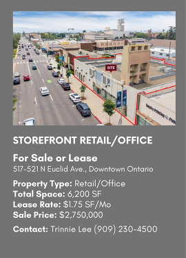 517-521 N Euclid Ave., Downtown Ontario. Sale/Lease