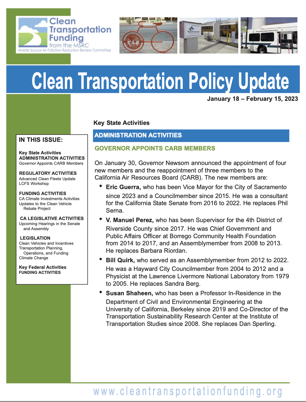 Clean transportation policy update