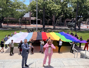 pride flag unfurling